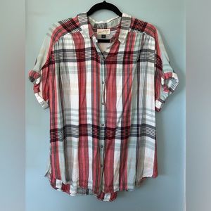 XL Multicolored Relaxed Short-Sleeve Button-Up